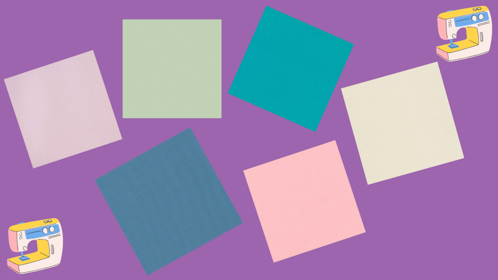 Colored fabric on a purple background