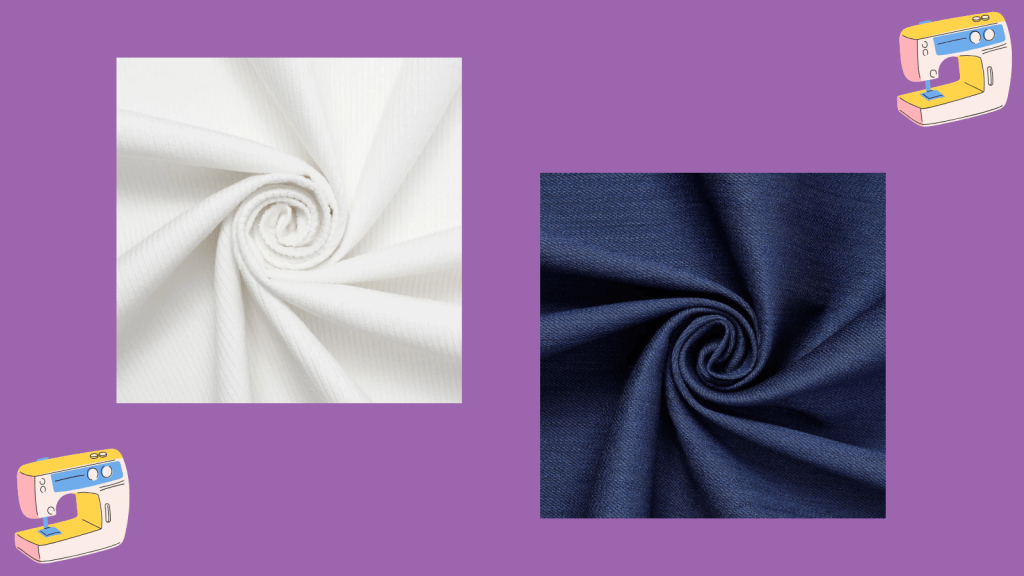 Two solid fabrics on a purple background